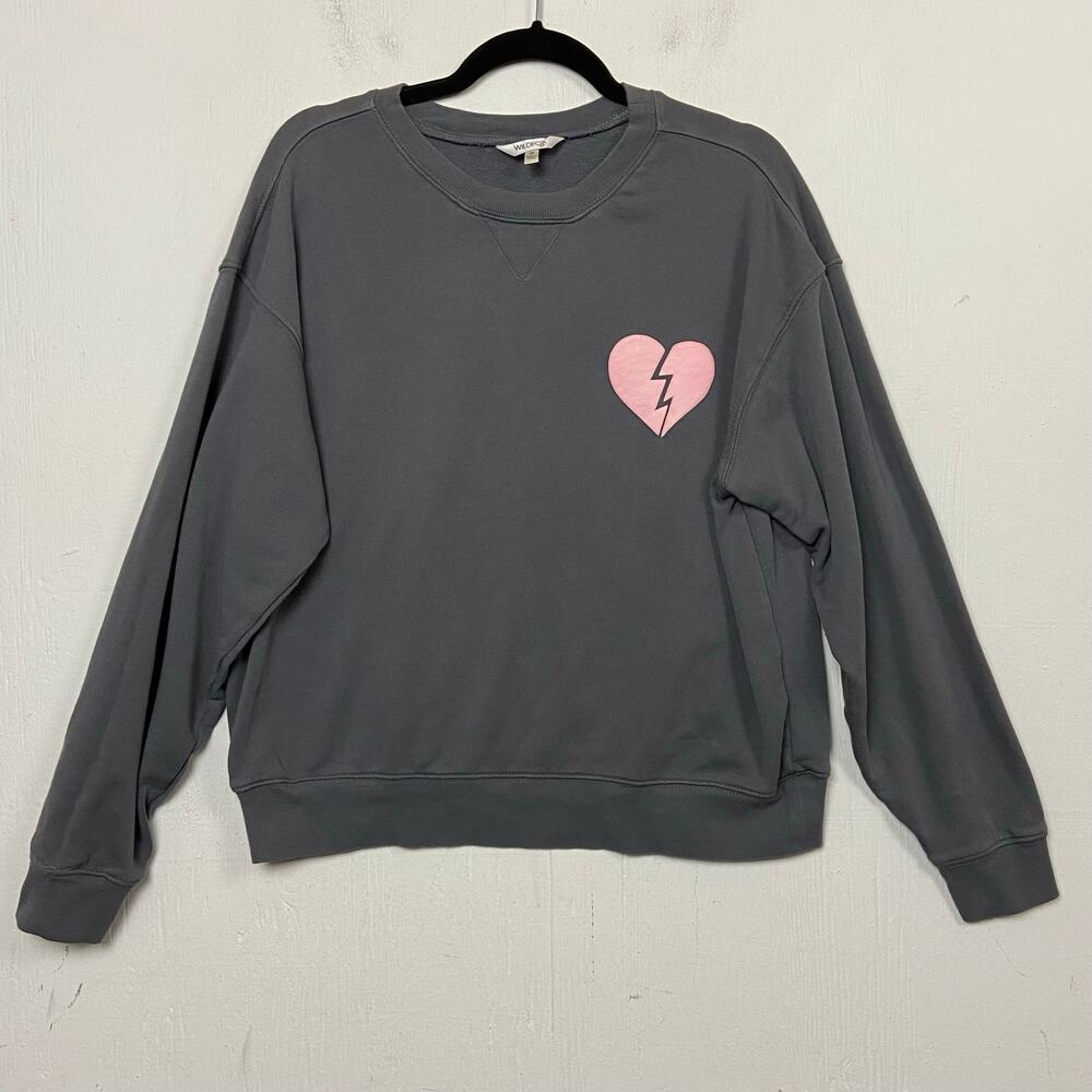 Wildfox Gray I Wish It Was Saturday Crewneck Pullover Sweatshirt Medium